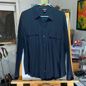 a.n.a Black Button Down Shirt Versatile Top